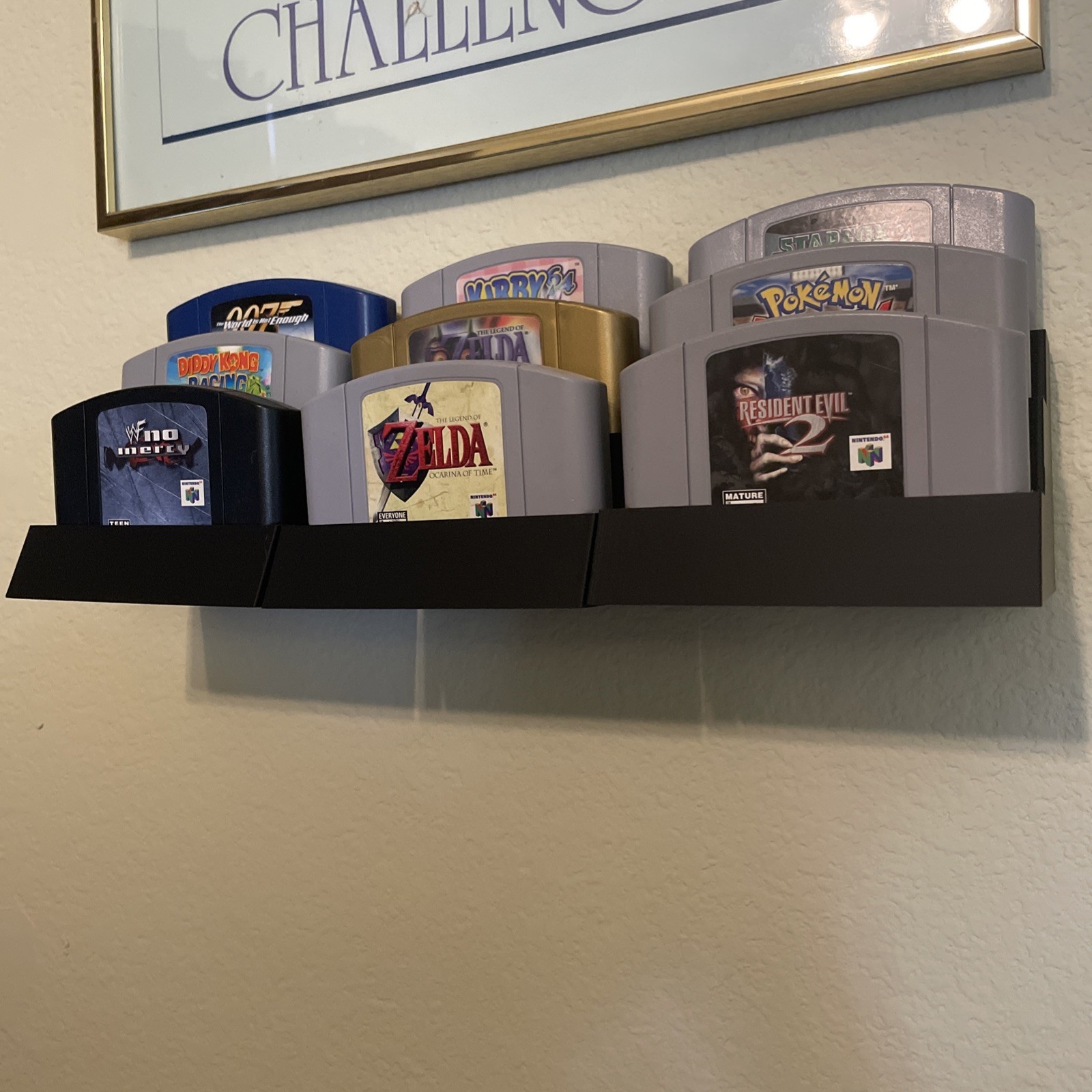 Nintendo 64 Game Holder 3-Slot Wall Display Stand (Wall Mount optional)