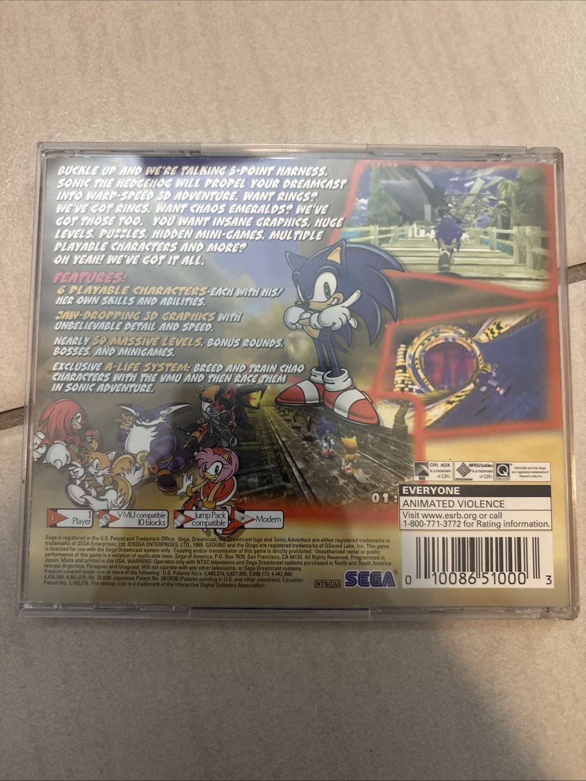 Sonic Adventure Sega Dreamcast Complete