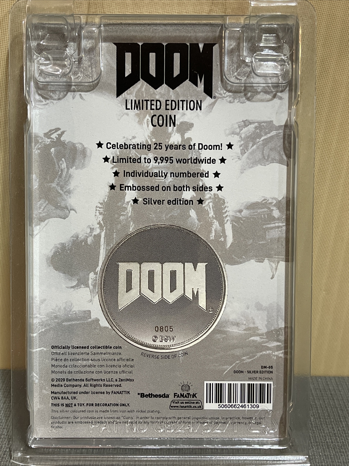 Doom Eternal Limited Edition Doomguy Figure Silver Coin Token 25th Anniversary