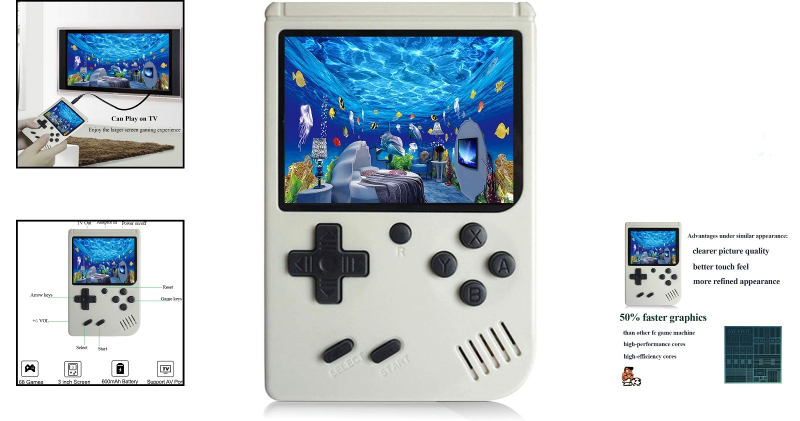 Portable 168 Retro Games Handheld Console – 3″ Screen, TV Ready & Easy Control