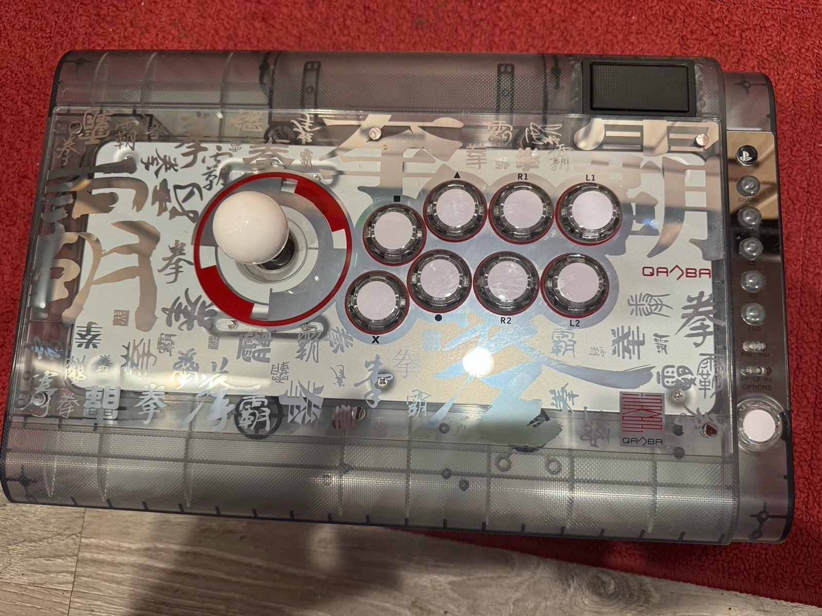 NWB Qanba Clear Arcade Fighting Stick Turbo LED for PS3 PS4 Wired USB Controller