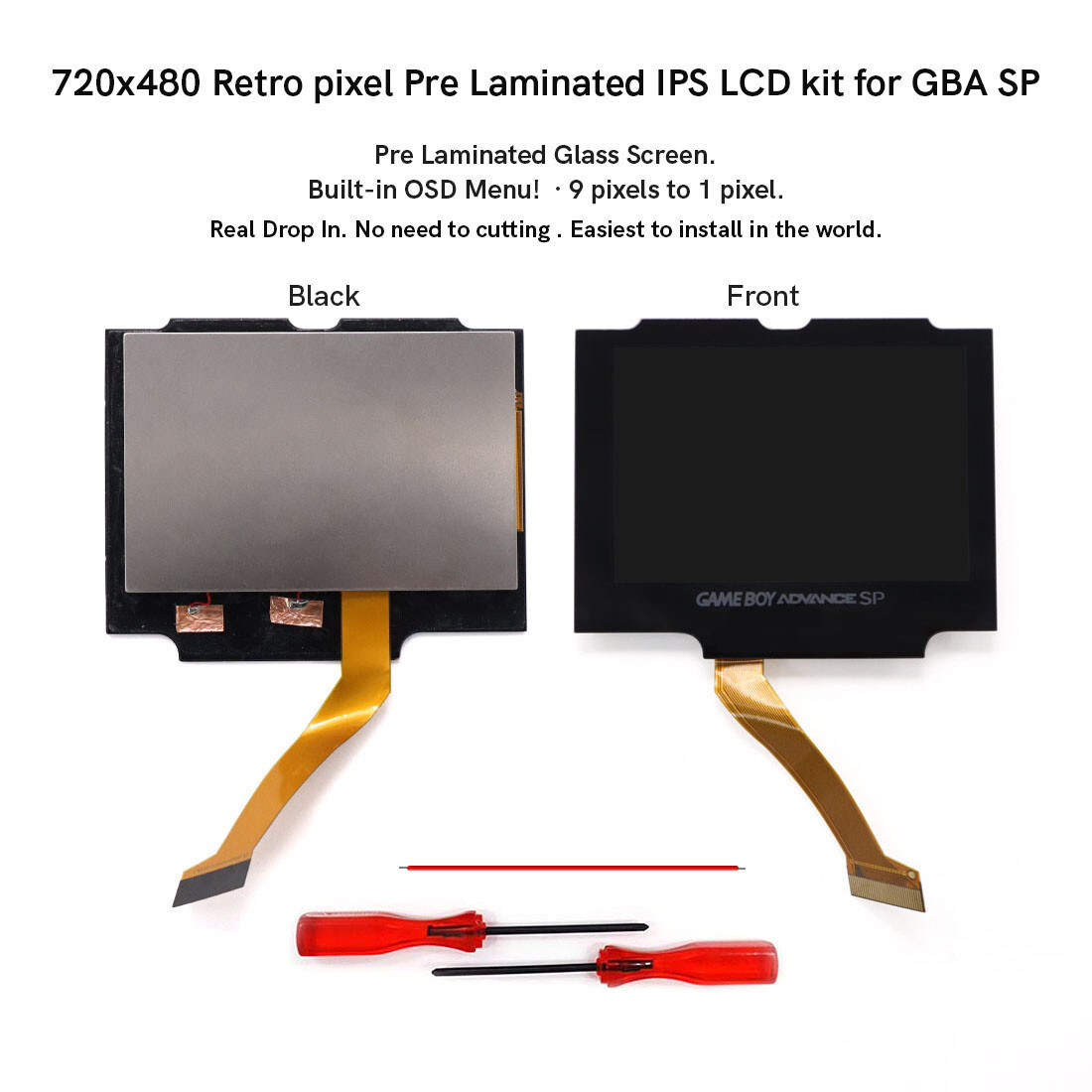 V5 GBA SP IPS Laminated LCD Backlight Screen Kit+Shell For GameBoy Advance SP