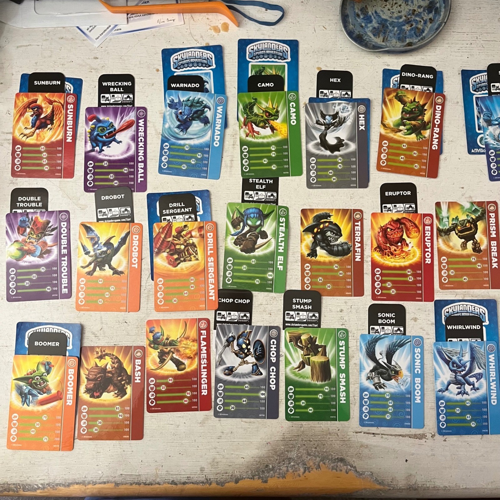 Lot of 22 Skylanders SPYROS ADVENTURE #1 Character Cards & Codes Stickers