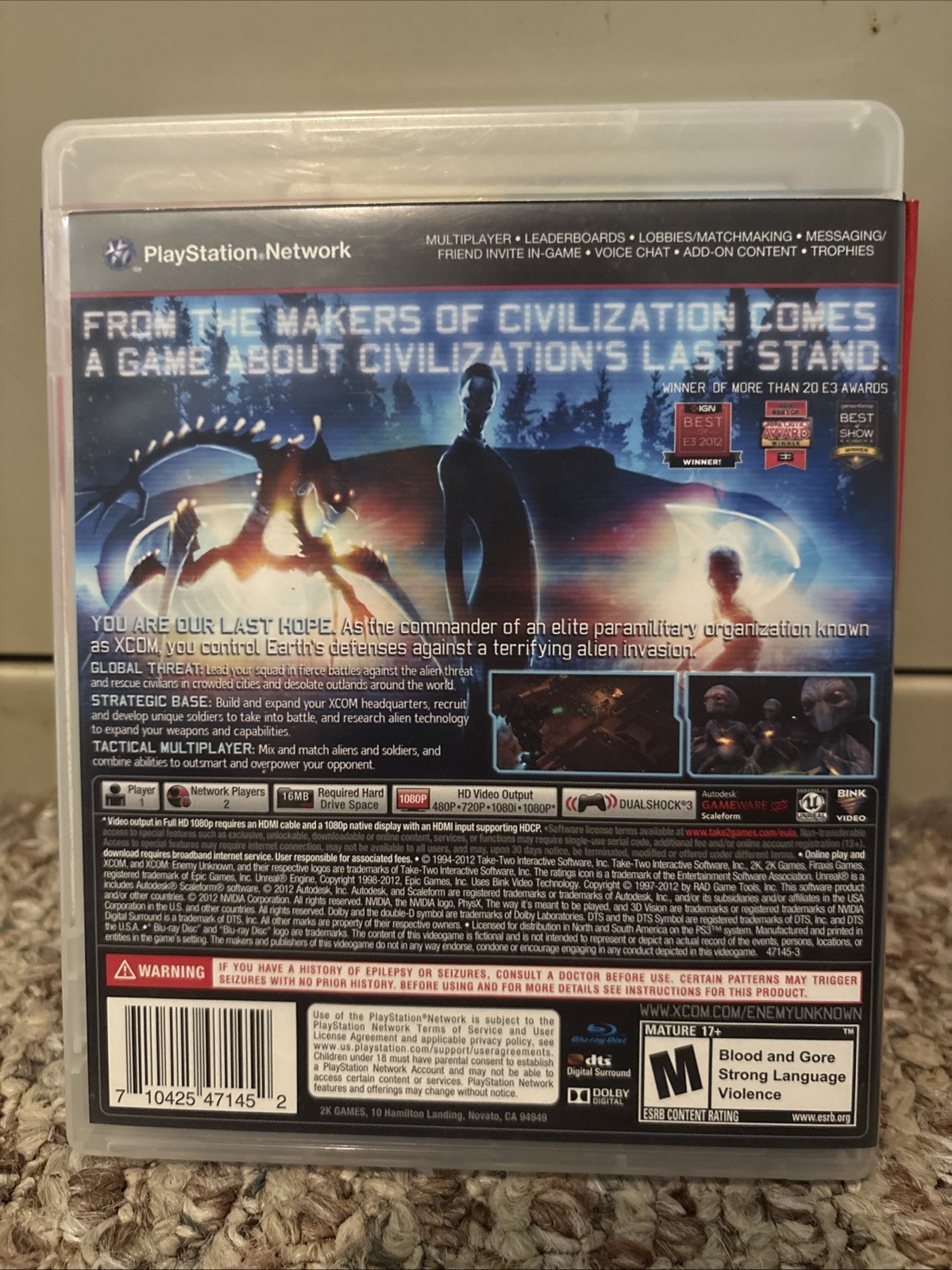 XCOM: Enemy Unknown (Sony PlayStation 3, 2012) Complete. Tested.