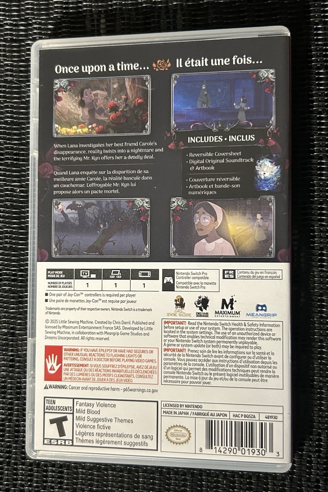 Bye Sweet Carole (Nintendo Switch, 2025) Complete CIB w/ Unused Codes Near Mint