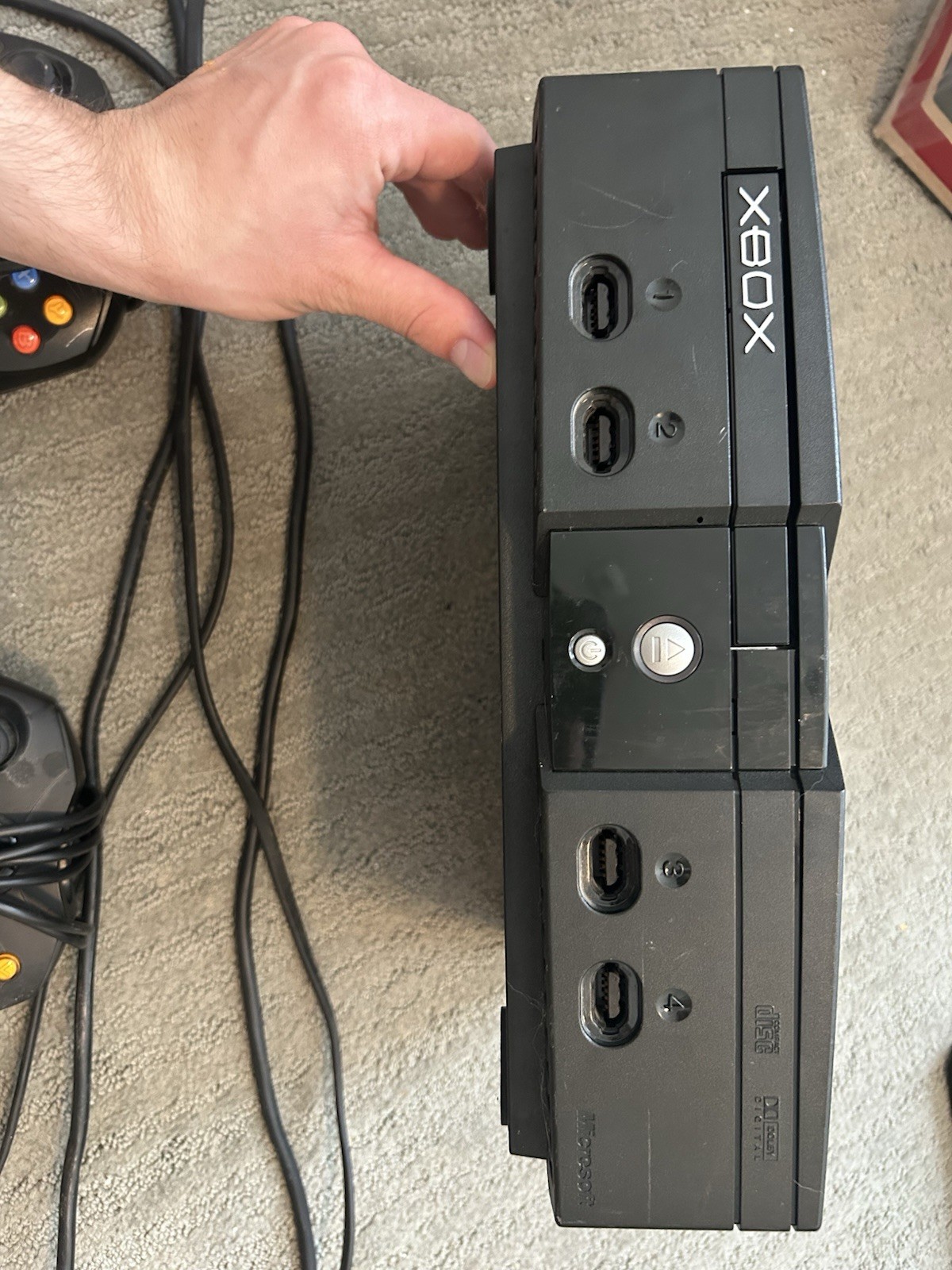 Microsoft Xbox Original Console Black 8GB 480p NTSC-U/C w/ 2 Wired Controllers.