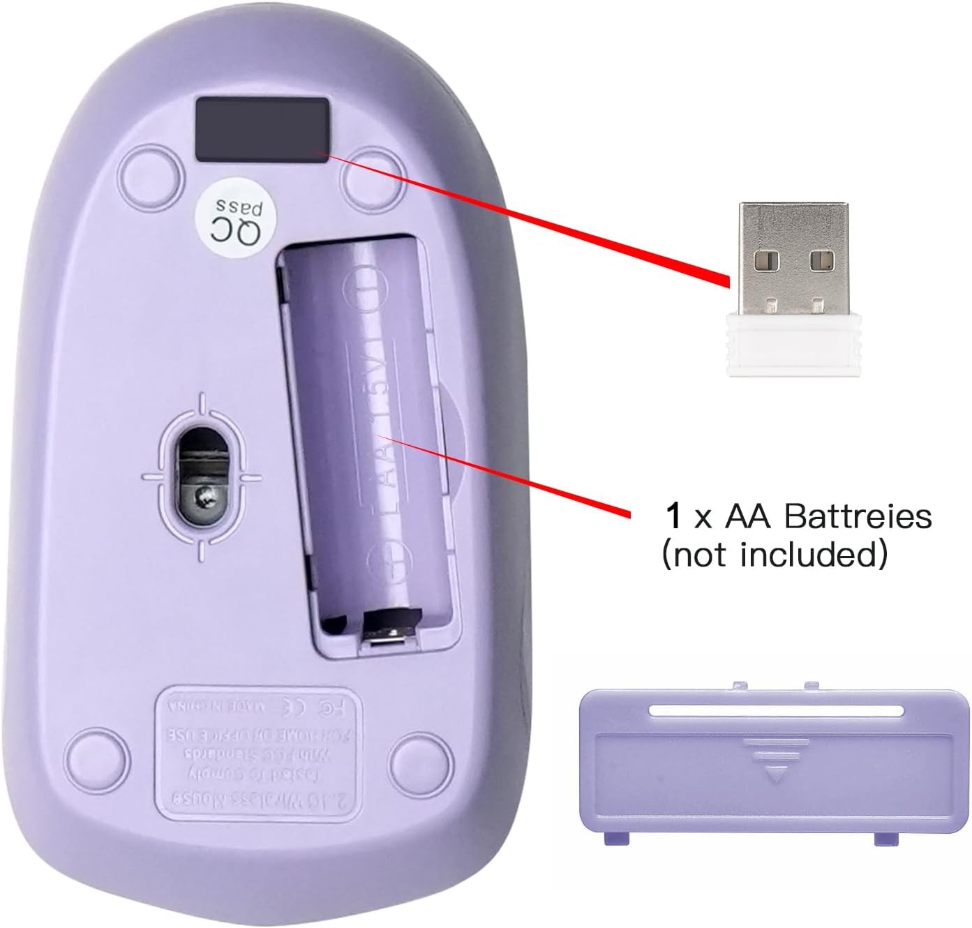 Wireless Keyboard and Mouse Combo, Full-Sized Purple