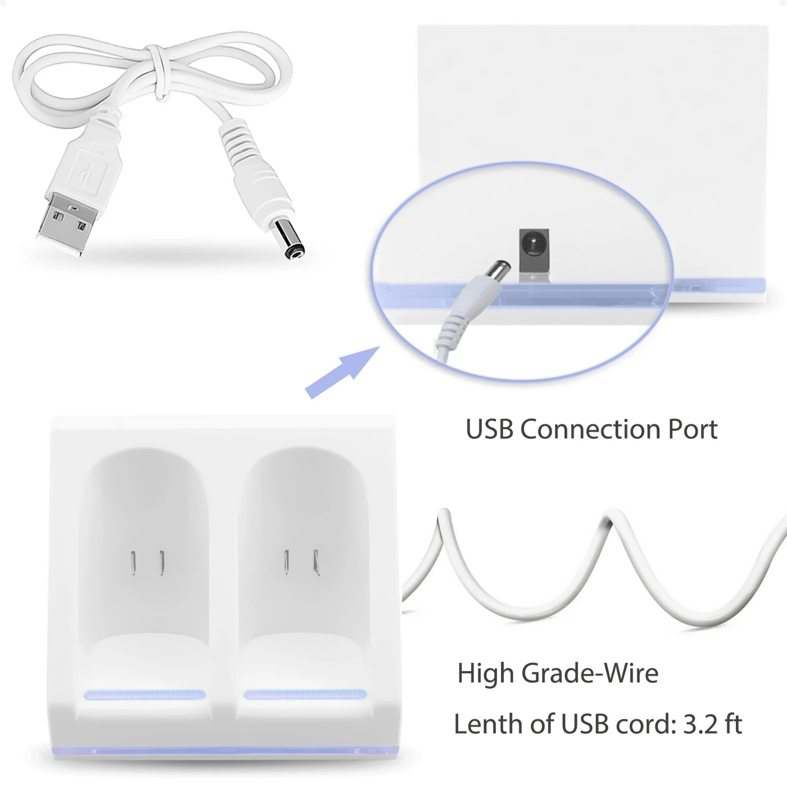 2/4 Rechargeable Batteries Pack+ Charger Dock For Nintendo Wii Remote Controller