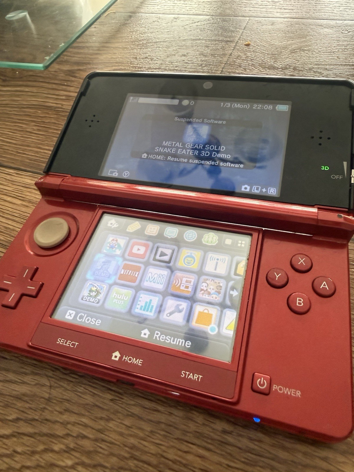 Nintendo 3DS Handheld System – Flame Red Mario Party Included /READ DESCP/