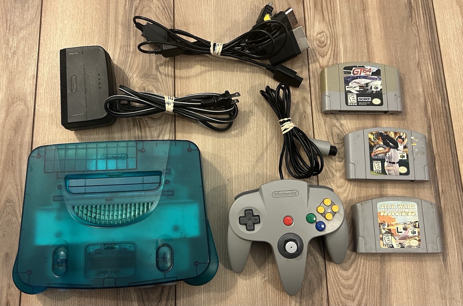 Nintendo N64 Funtastic Ice Blue Console Bundle 3 Games Controller Tested Works