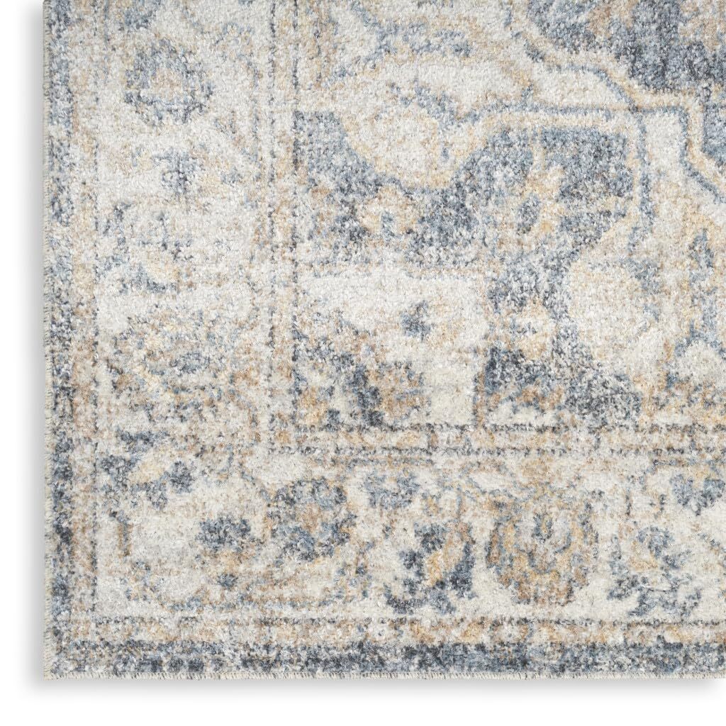 8′ Gray Oriental Power Loom Washable Runner Rug