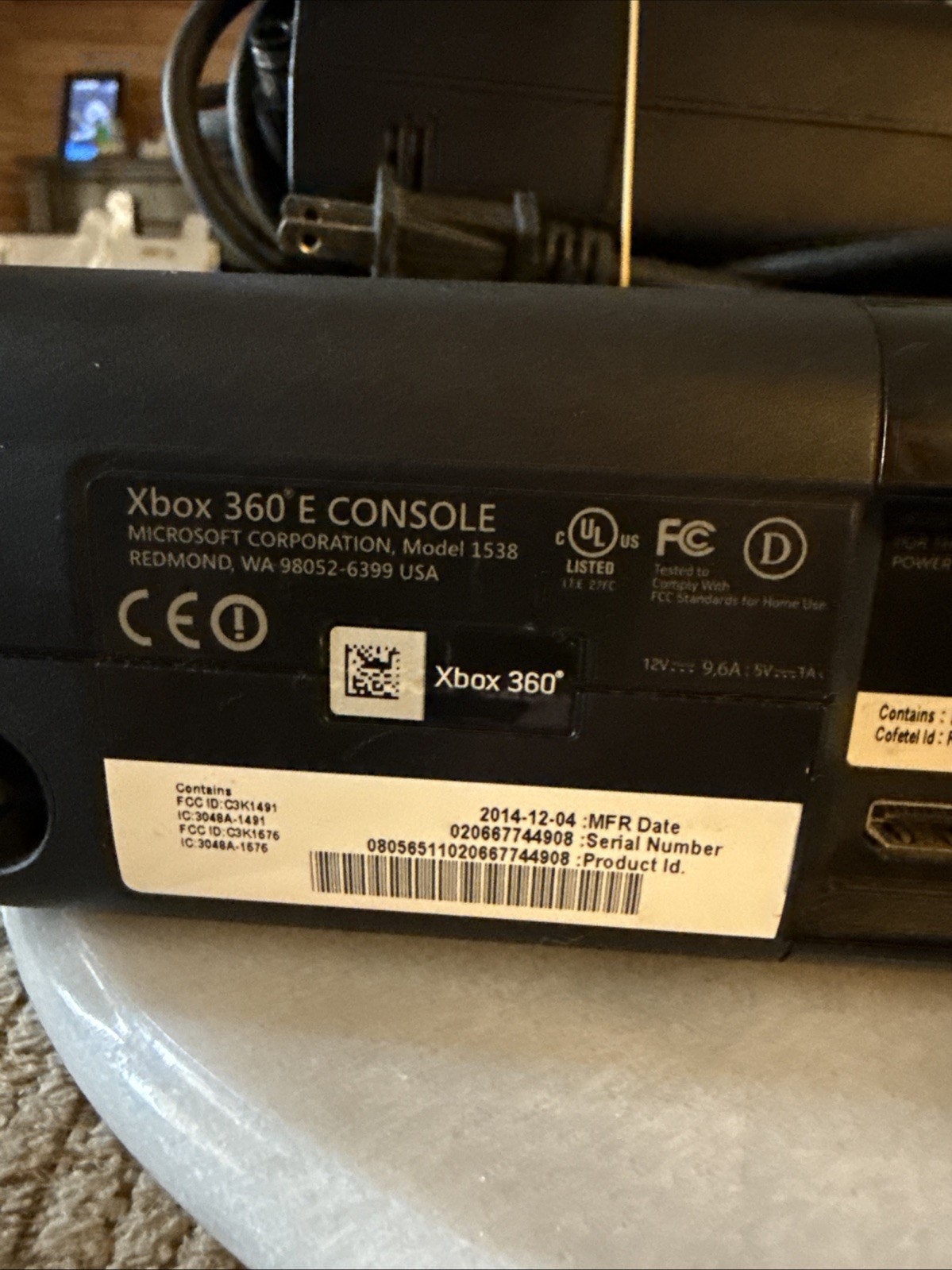 Xbox 360 E (Model 1538) Console Power Checked Only
