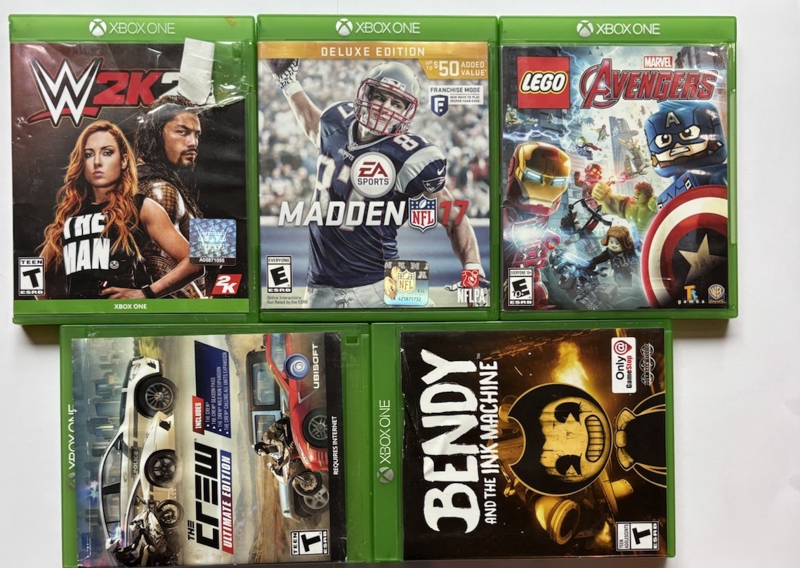 Microsoft Xbox One S 1TB Console Bundle w/ 2 Controllers & 19 Games all Tested!