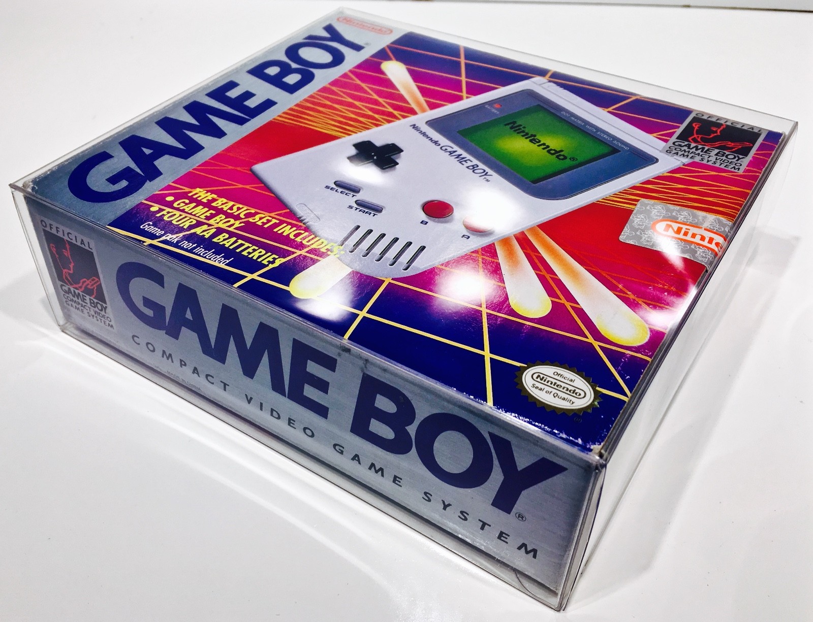 1 Clear Box Protector For The ORIGINAL GAME BOY PINK/PURPLE Console Box Case