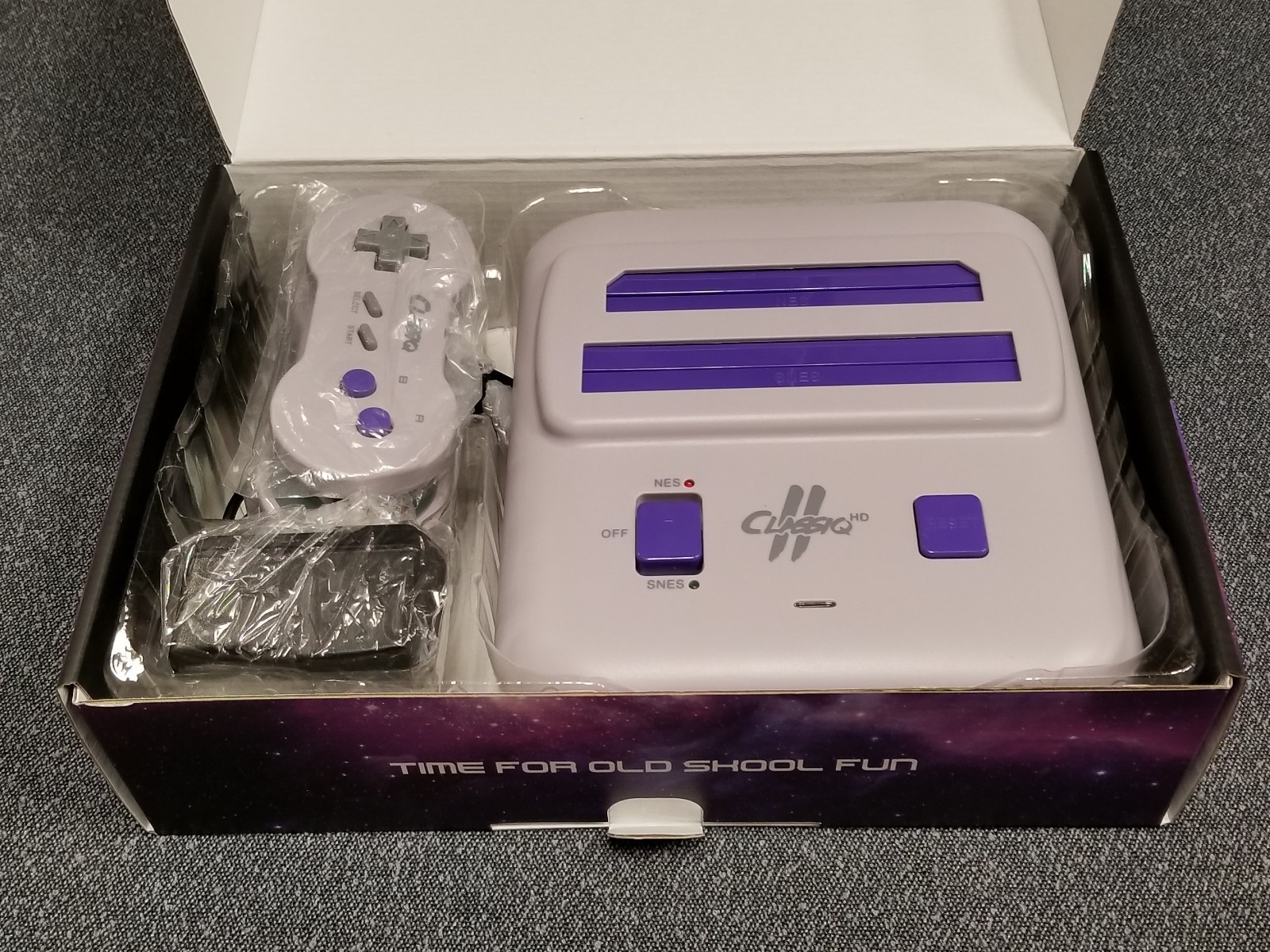Classiq 2 HD 720p Twin Video Game System Grey/Purple for SNES/NES *OLD SKOOL* OB