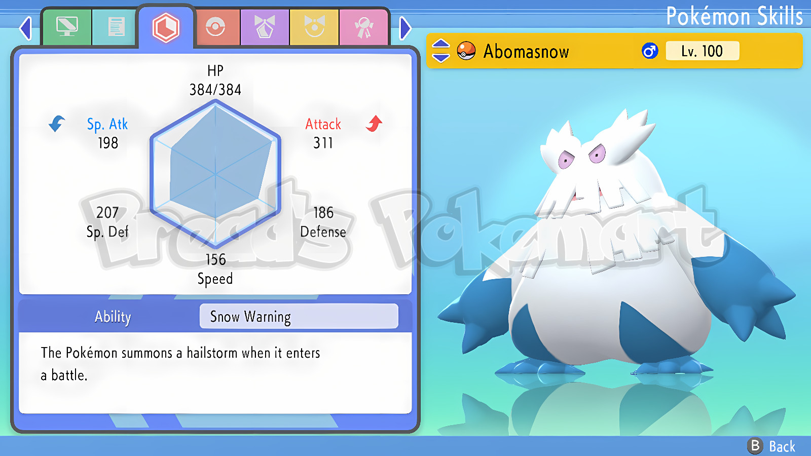 ✨ Shiny ABOMASNOW 6IV ✨ Pokemon Brilliant Diamond and Shining Pearl lv100 +EVs