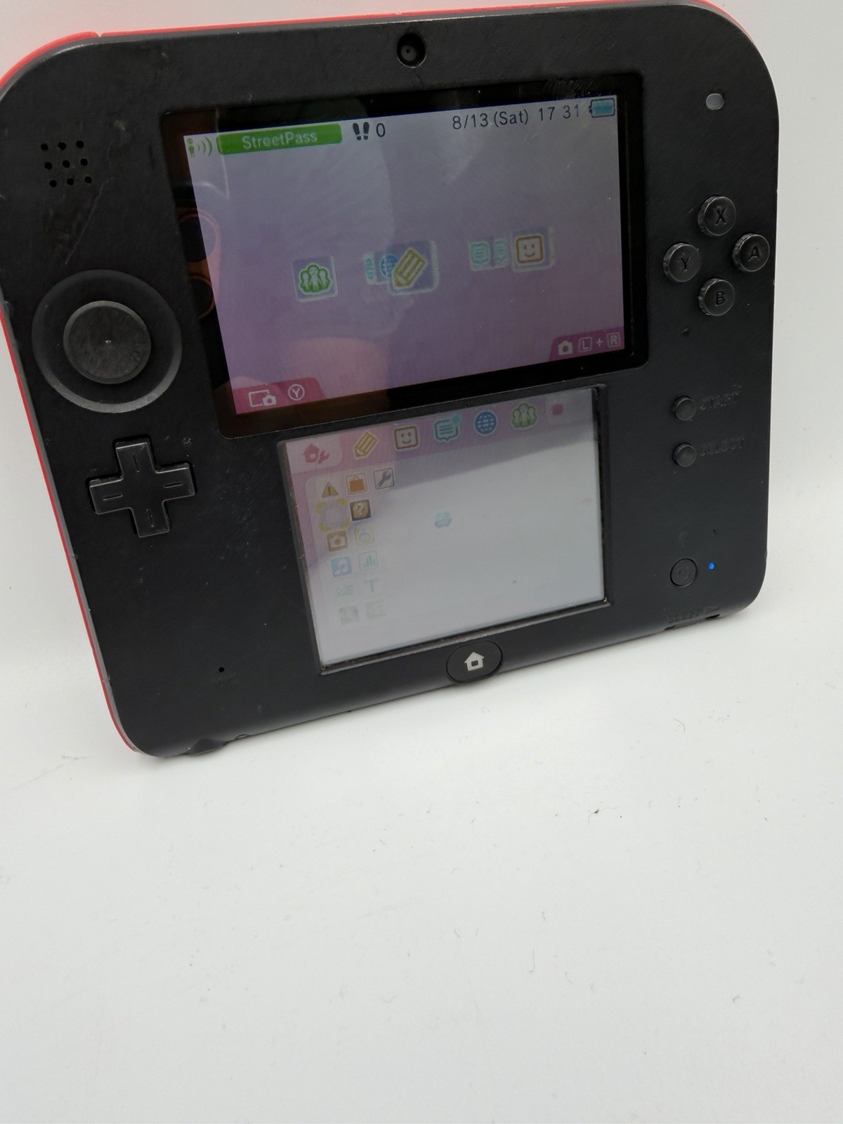 Nintendo 2DS Handheld System Red & Black. Tested, W/ Charger