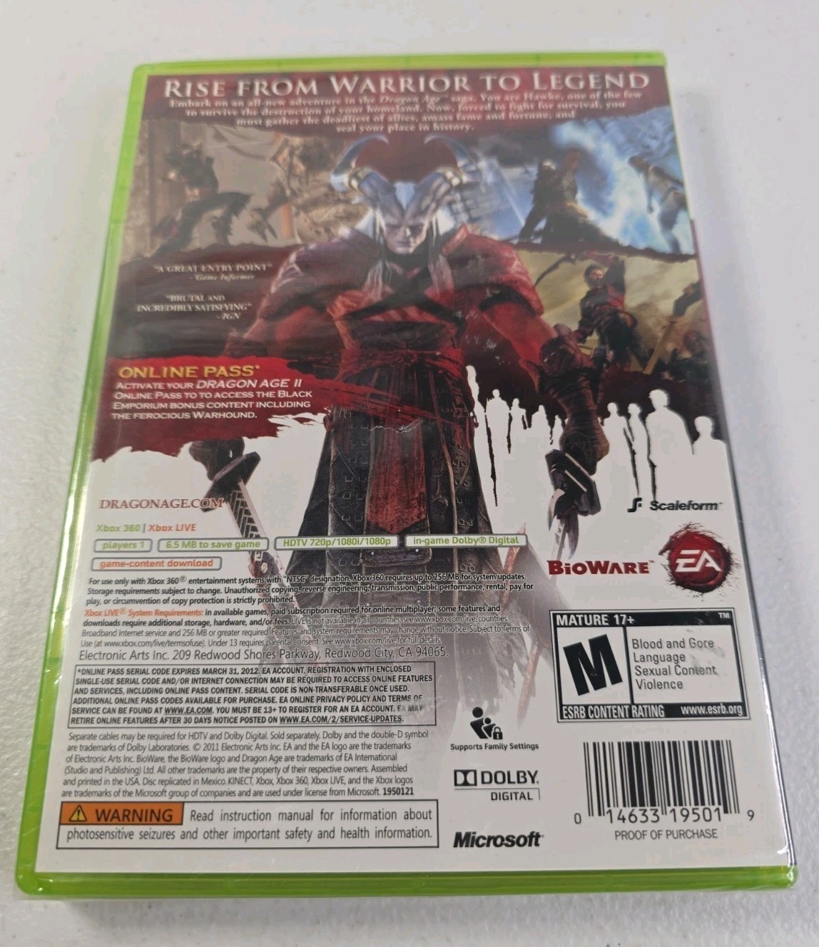 Dragon Age II (Microsoft Xbox 360, 2011) Brand New