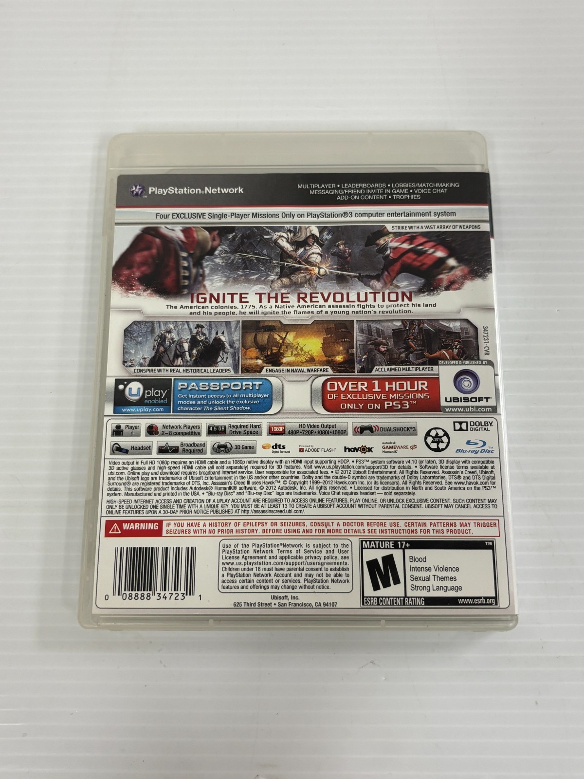ASSASSIN’S CREED III (3) PLAYSTATION 3 PS3 VIDEO GAME W/ MANUAL TESTED