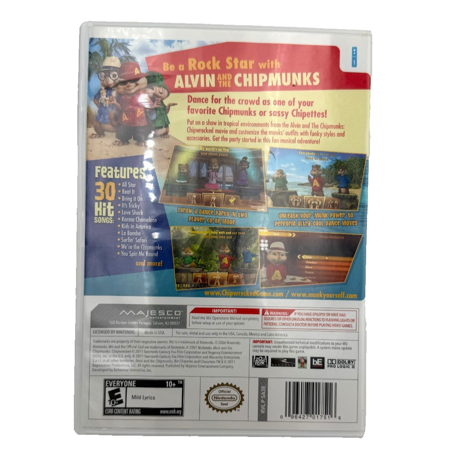 Wii Alvin and the Chipmunks Chipwrecked Disk Booklet Nintendo