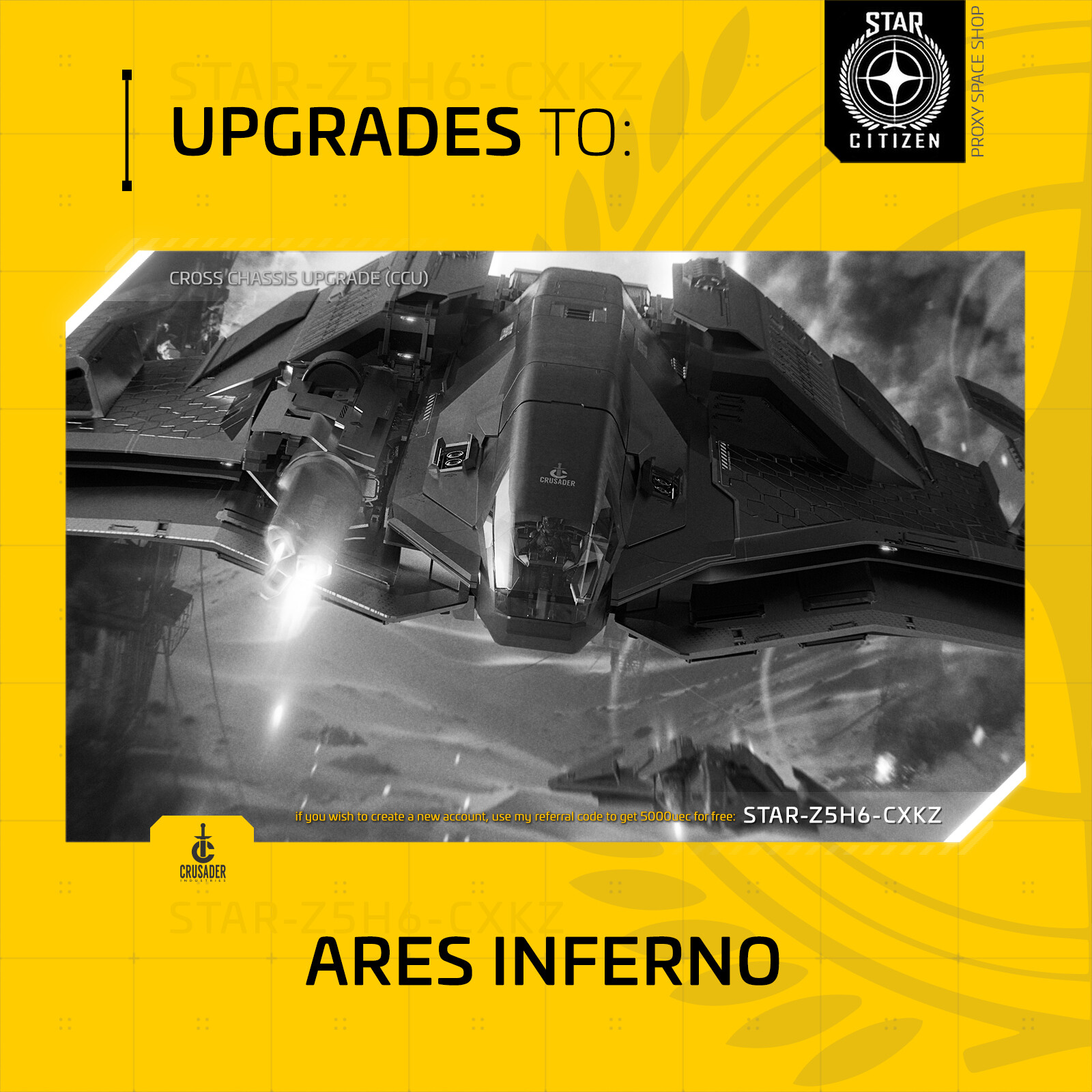 Star Citizen – CRUSADER ARES INFERNO – UPGRADE – (CCU)
