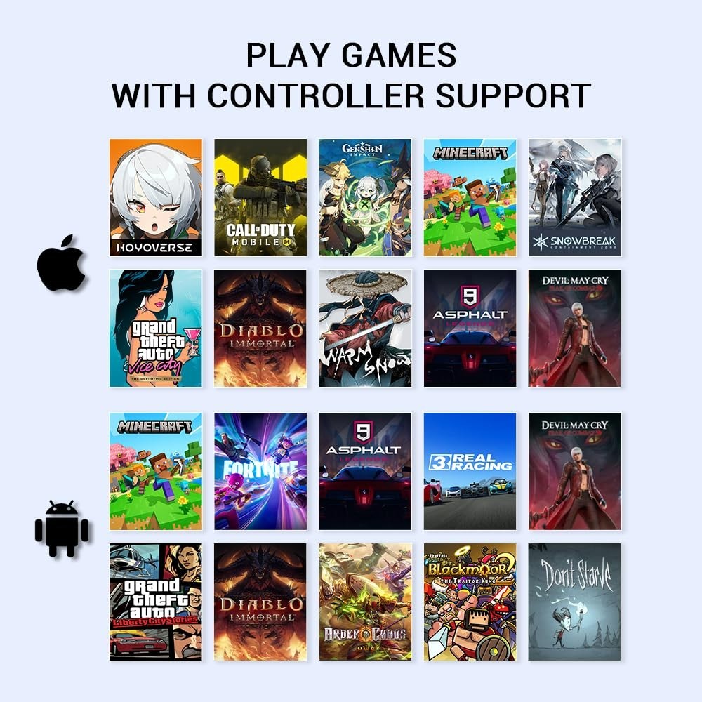 Mobile Gaming Controller for Android & iPhone 15/16, Hall Effect Joystick, Ergon