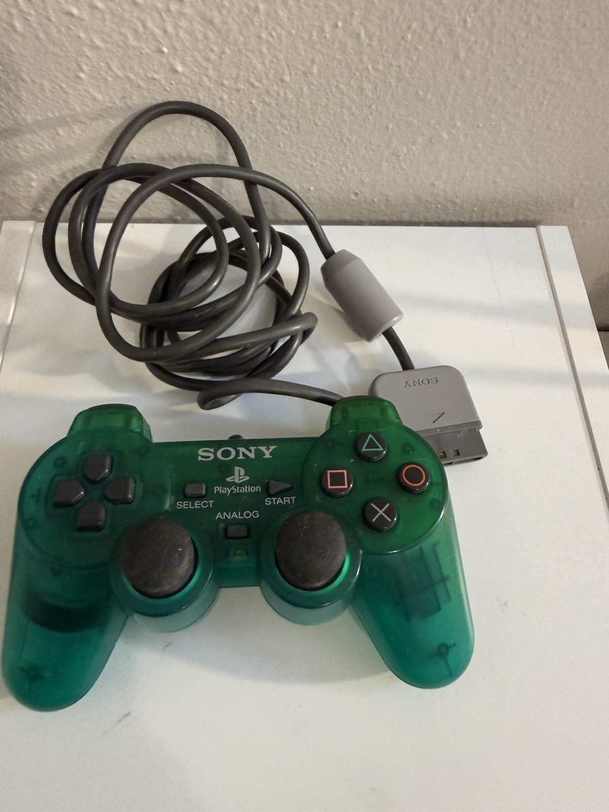 Sony DualShock Wired Analog Controller – Translucent Green Plastic, PS1/PS2