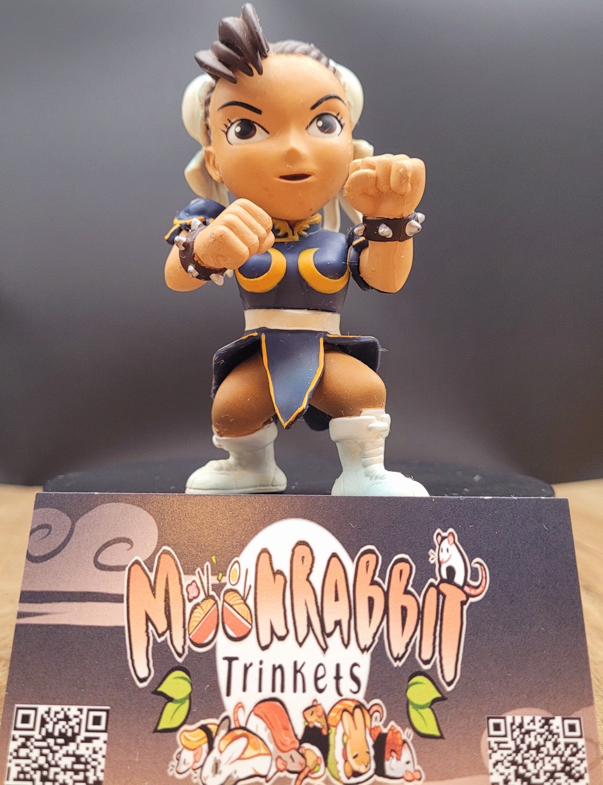 Street Fighter Chun-Li Mini Vinyl Figure Blue Outfit Spiked Bracelets Capcom Toy