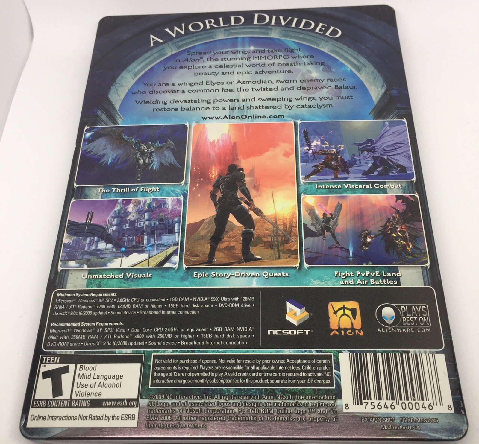Aion MMORPG 2 Disc Steelcase No Code NC Soft 2009