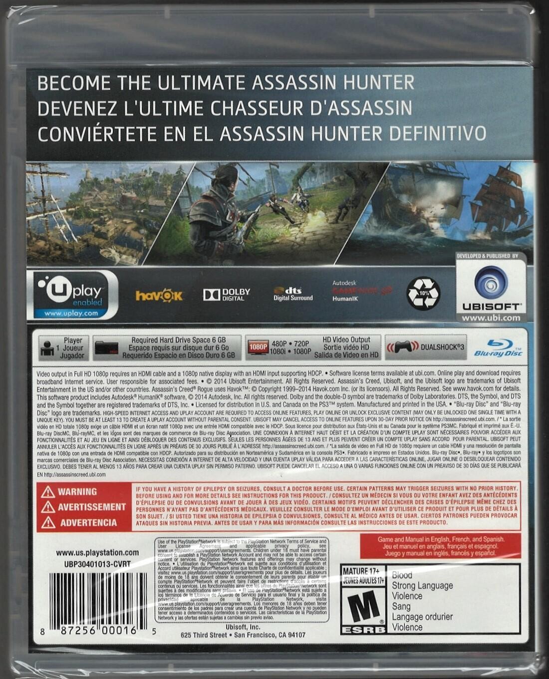 Assassin”s Creed Rogue (Greatest Hits) PS3 (Brand New Factory Sealed US Version