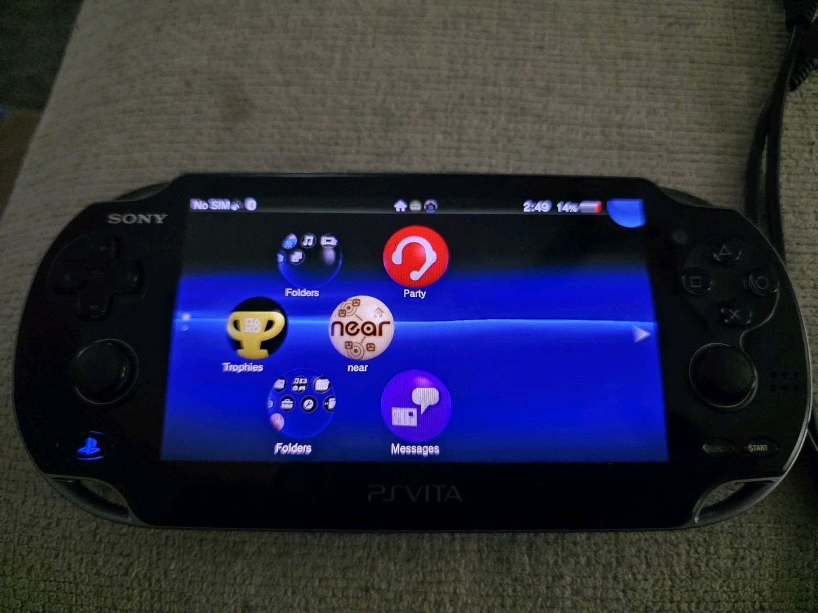 Sony Ps Vita PCH-1100 Crystal Black Model Console And Charger TESTED
