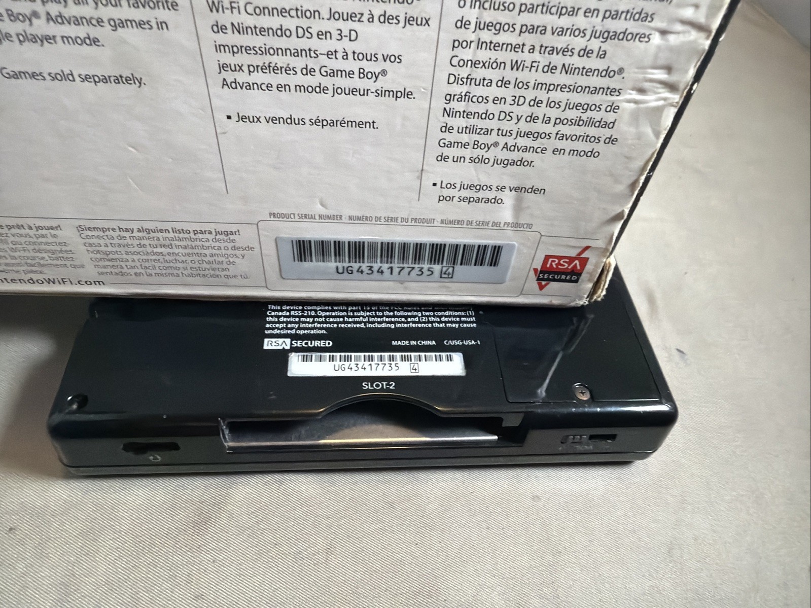 Nintendo DS Lite Onyx Black USG-001 Complete In Box CIB” Please Read”