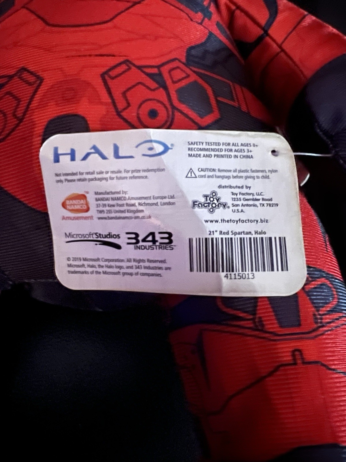 Red Spartan Halo Plush Soft Toy 21” Microsoft Studios 343 Industries NWT
