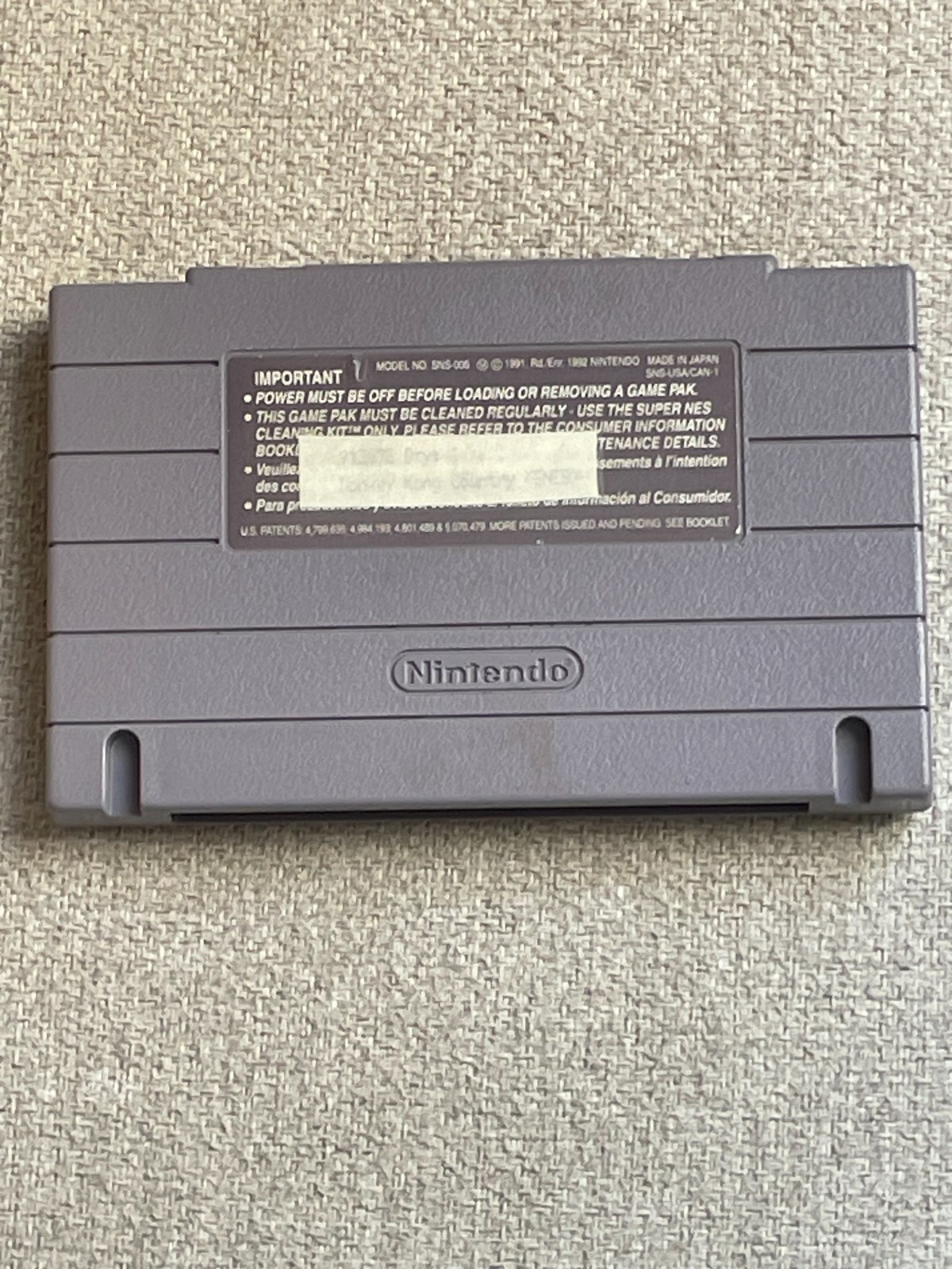 SUPER NINTENDO SNES DONKEY KONG COUNTRY 1 GAME CARTRIDGE TESTED & WORKS CLEAN
