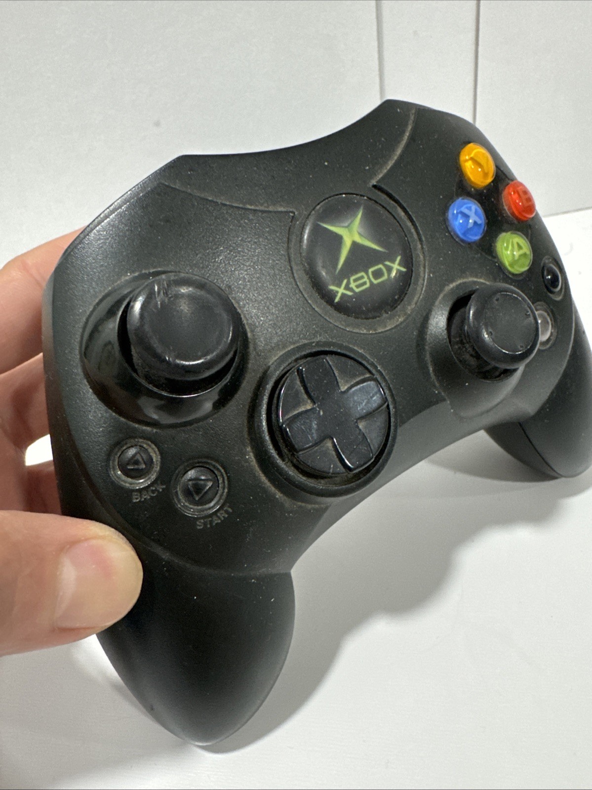 Original Xbox OEM Controller S Type Black X08-69873 w/ Breakaway Cable WORKS