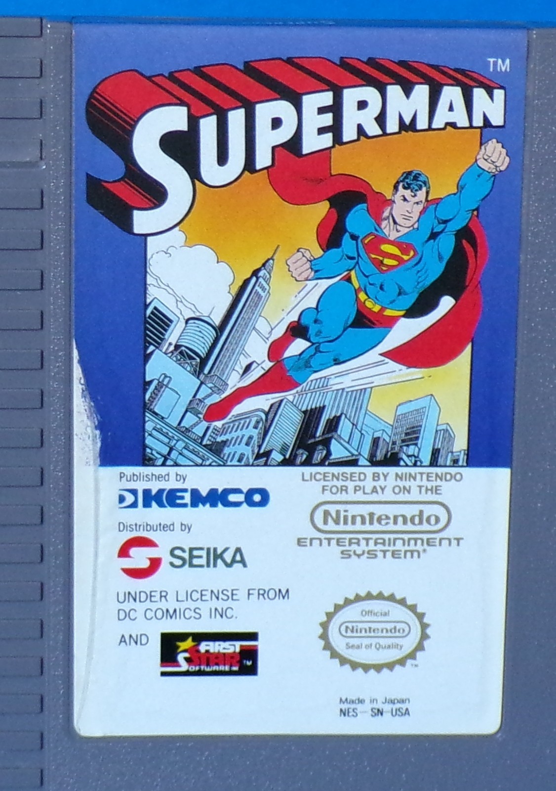 Superman Nintendo Entertainment 1988 NES DC Comics Kemco Box, Cart & Dust Cover