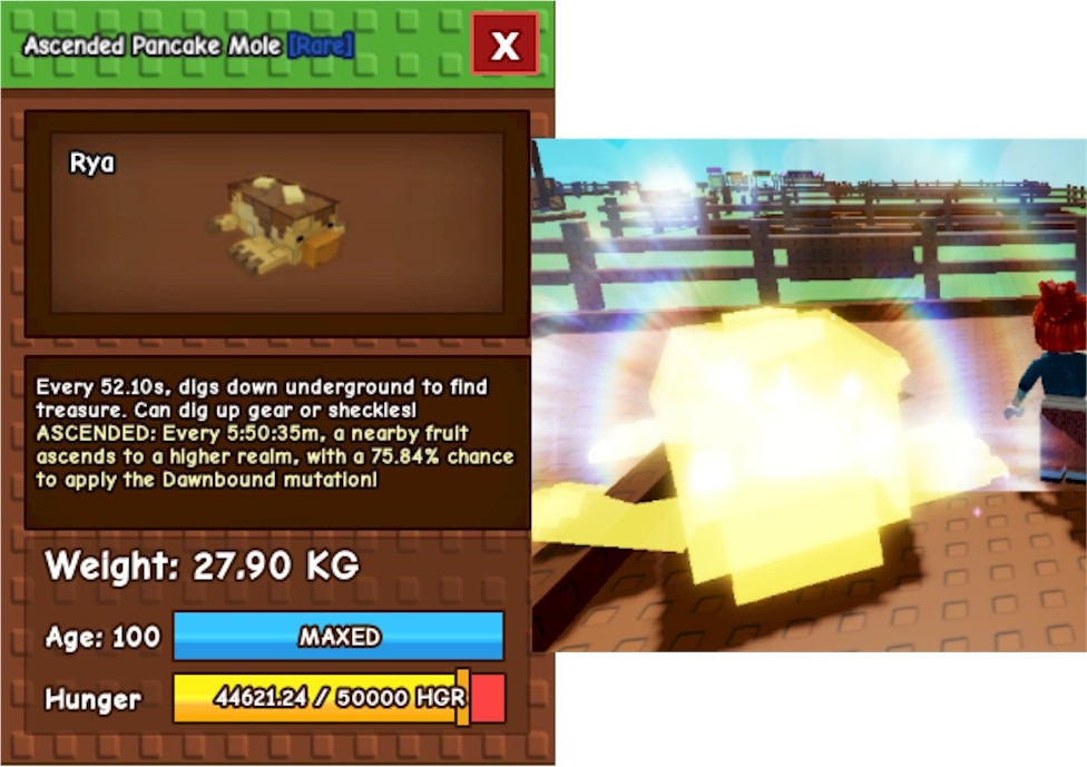 Ascended Pancake Mole Heavy 27.8kg Age 100 ‼️🪴Grow A Garden🌿⚡FAST DELIVERY‼️