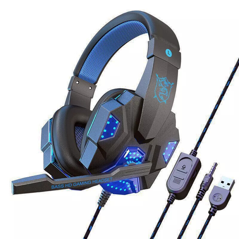 3.5mm Gaming Headset Mic for PS4 PS5 PC Xbox One Mic Stereo Bass Surround Sound