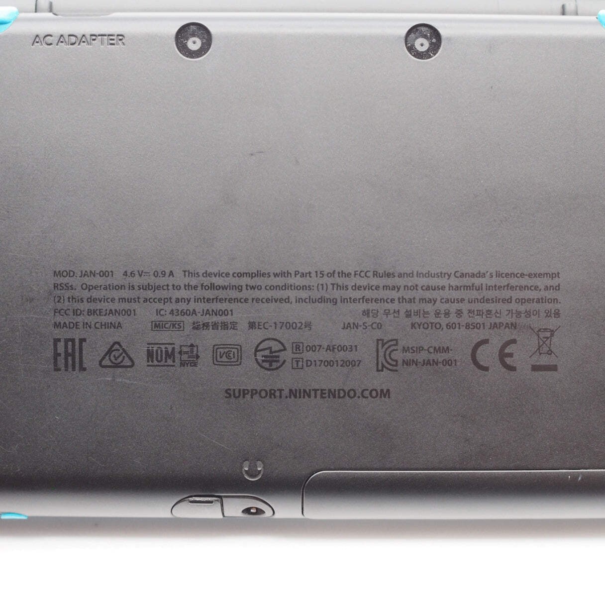 Nintendo new 2DS LL Handheld Console only Black×Turquoise JAN-001 Tested NTSC-J