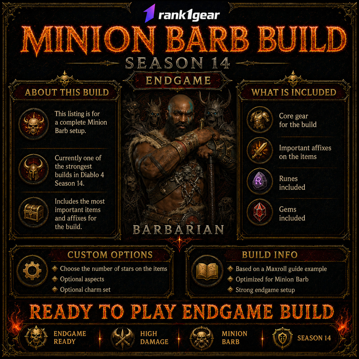 Diablo 4⚔️ Season 14⚔️ Minion Barbarian Endgame Build⚔️ BEST BUILD ⚔️S+ TIER