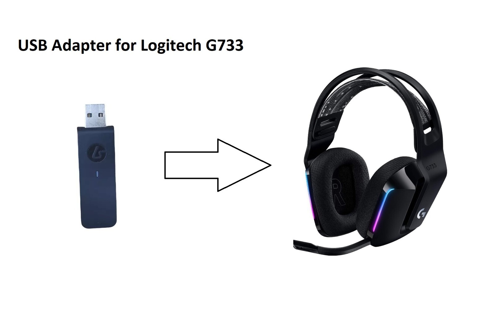 USB Adapter for Logitech G733 Lightspeed Wireless Gaming Headset 881-000385
