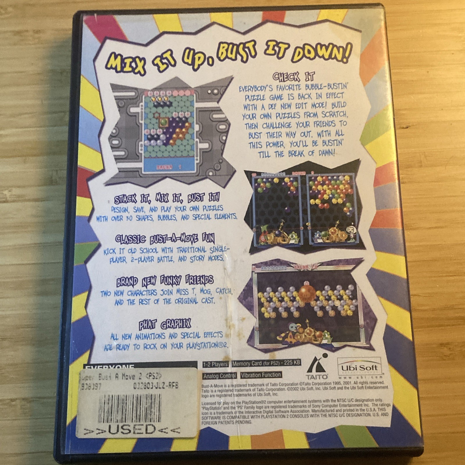 Ubisoft Super Bust-A-Move 2 PS2 2002 w/ Manual, NTSC-U/C E Puzzle