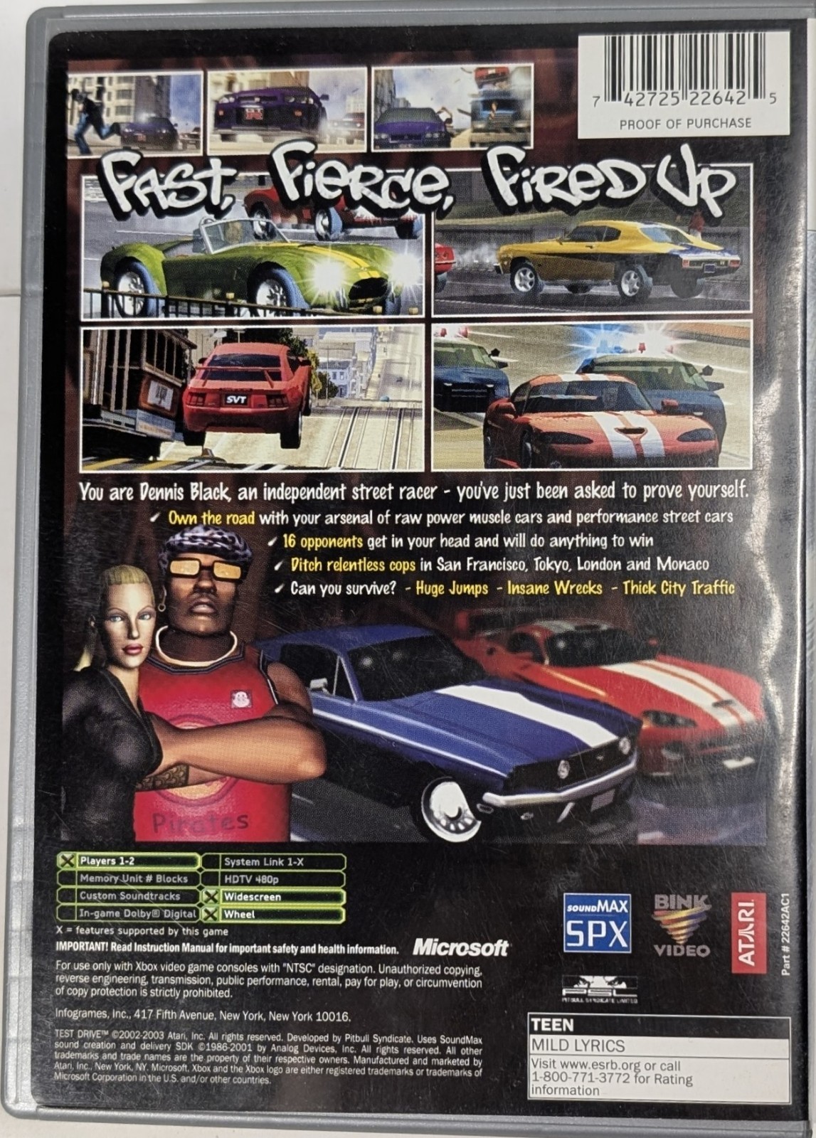 Test Drive Platinum Hits Original Microsoft Xbox Cib Tested and Working