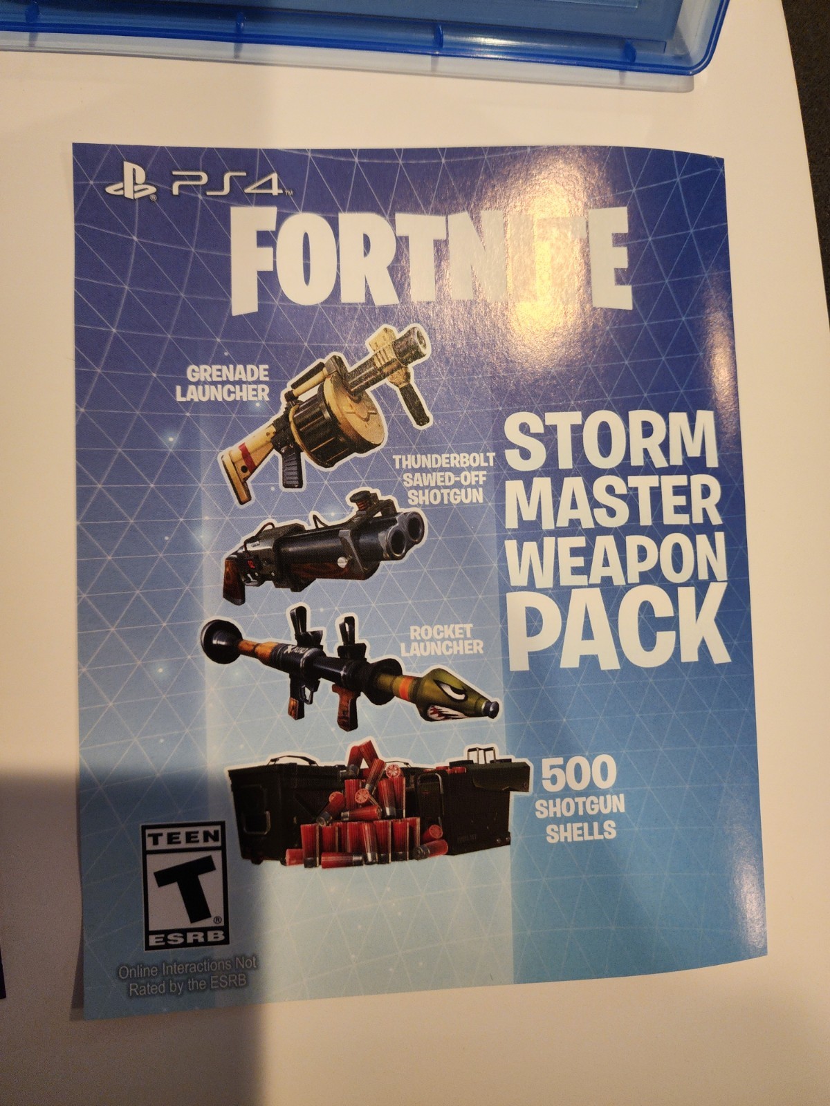Fortnite PS4 Disc, Case & Insert. Weapon Pack Unused Code