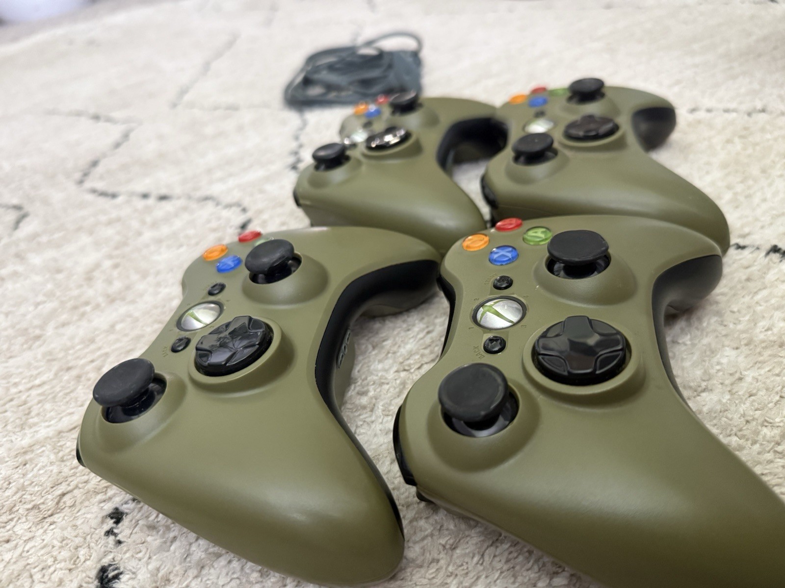 OEM Lot of Four Xbox 360 Halo 3 Special Edition Olive Green Wireless Controllers