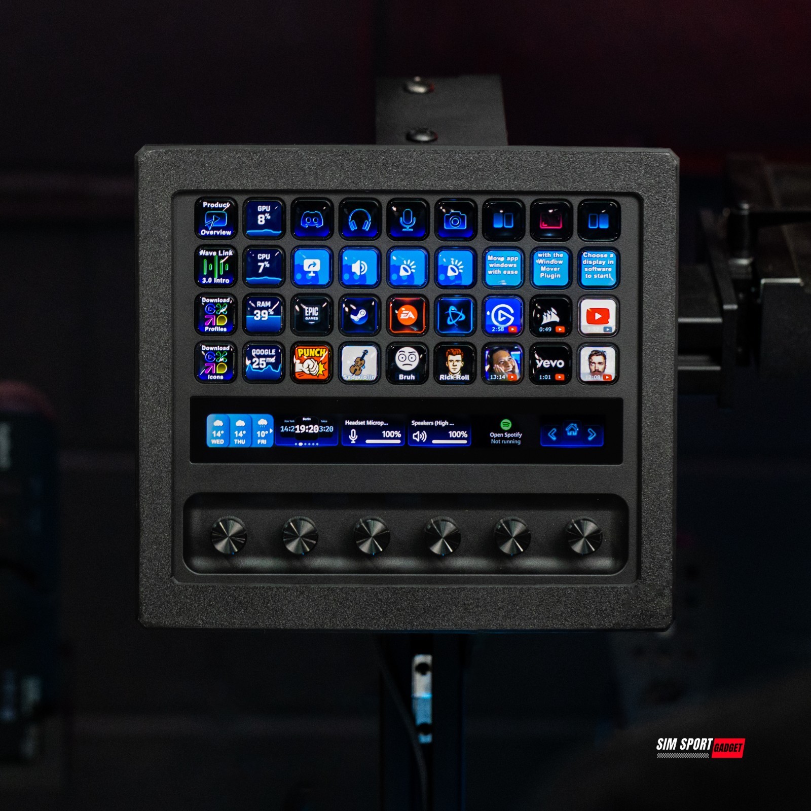 Stream Deck + XL Enclosure with Metal Swivel Mount for Sim Racing Rig