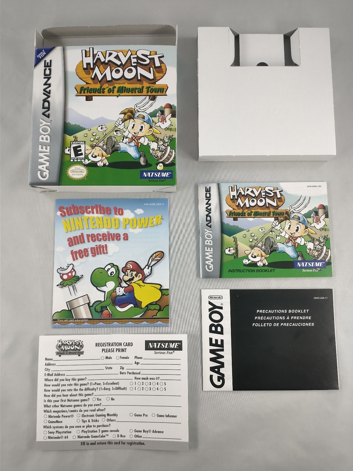 Harvest Moon Friends of Mineral Town GBA Box Manual Inserts Only – No Game