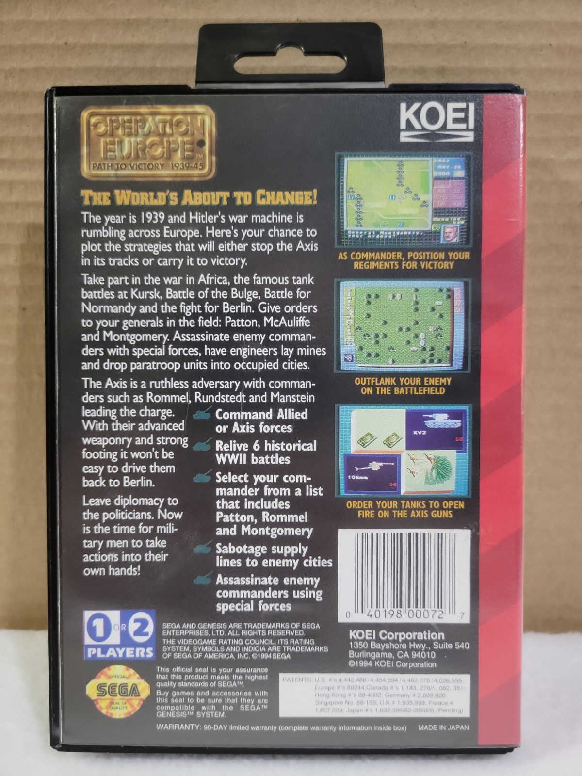 Operation Europe: Path to Victory 1939-45 (Sega Genesis, 1994) Complete