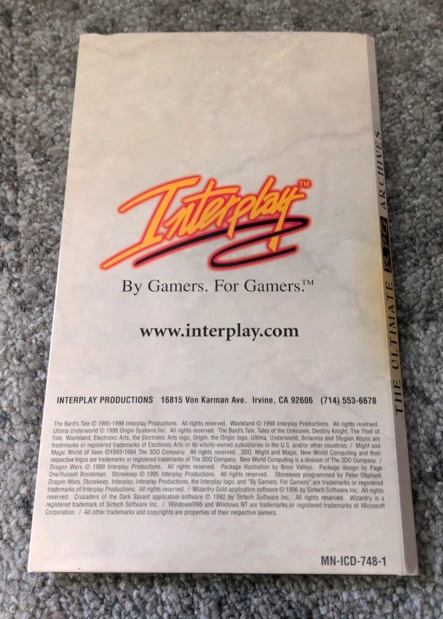 Ultimate RPG Archives PC CD-ROMs, Instruction Manual & Maps Interplay 12 Games