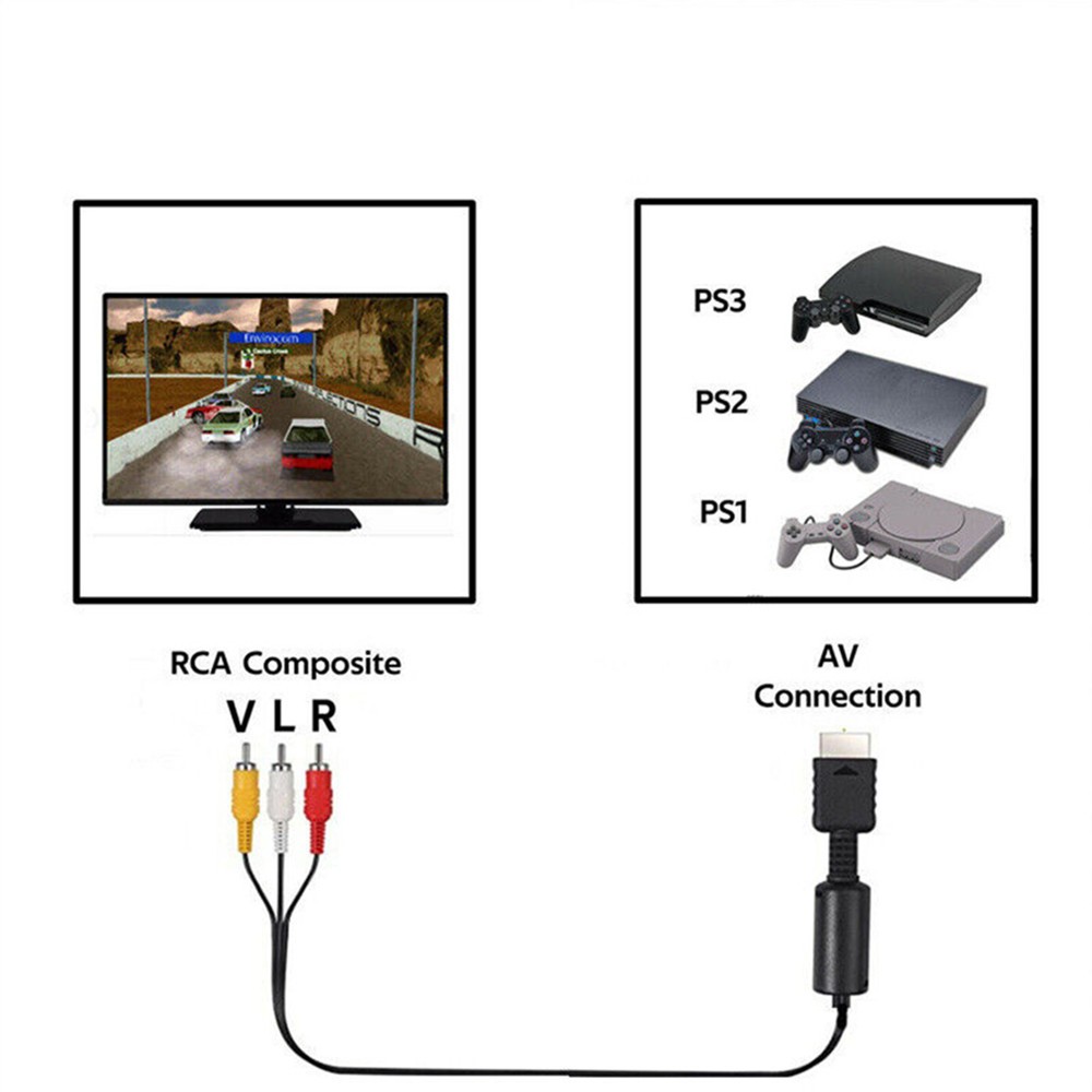 TV AV RCA Audio & Video Cable Lead Cord for SONY Playstation 1 2 3 PS1 PS2 PS3 b